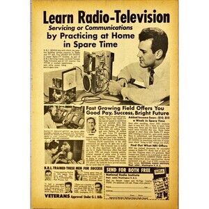 National Radio Institute "Learn Radio-Television in Spare Time" Vtg Print Ad '56